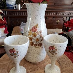 Vintage Royal Doulton carafe and goblets set for 2